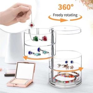 Jewelry Box, Minimalist Clear Rotatable Multi-layer Jewelry Storage Box